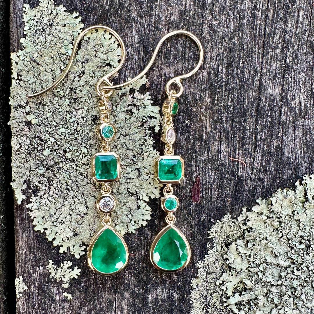 Wild at Heart Emerald and diamond earrings