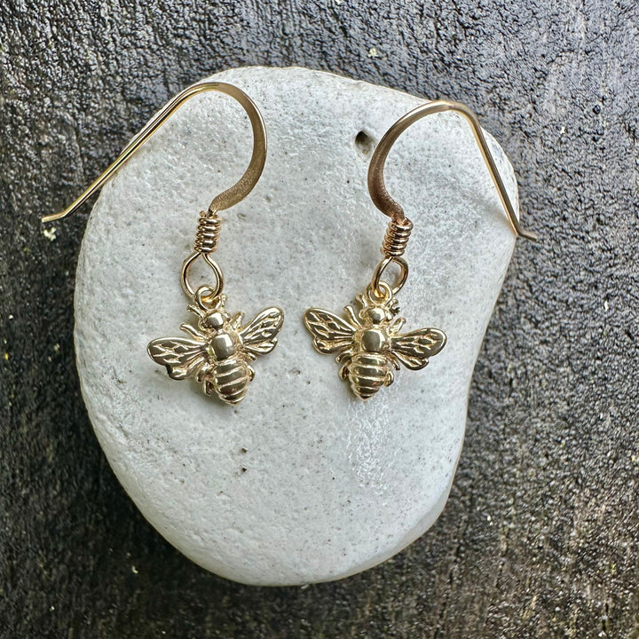 14 carat yellow gold bee earrings