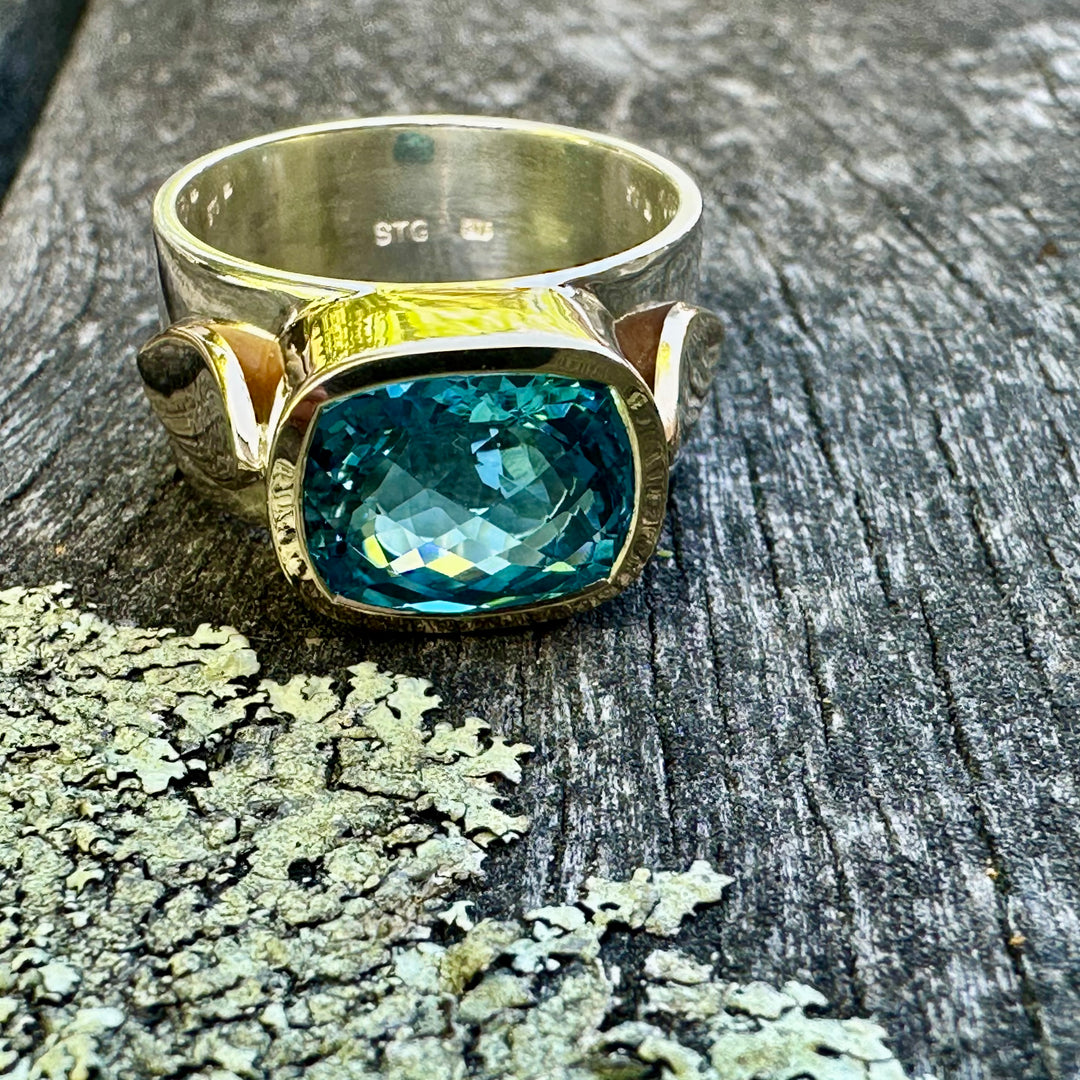 Swiss Blue topaz Amore ring