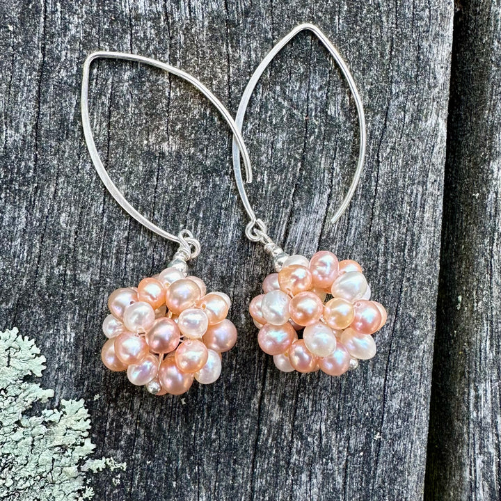 Apricot freshwater pearl earrings