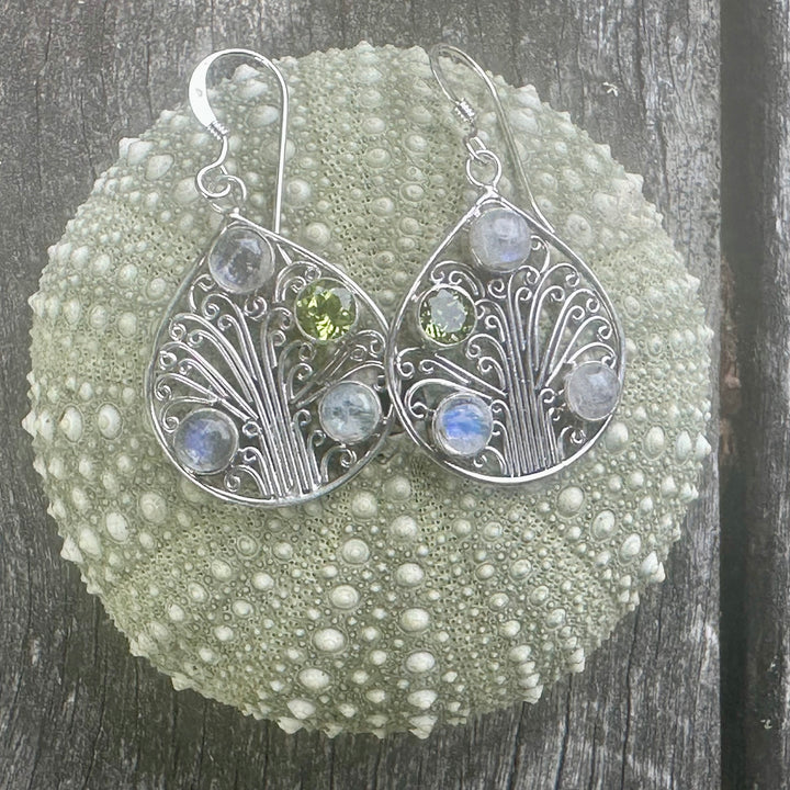 Peridot & moonstone earrings