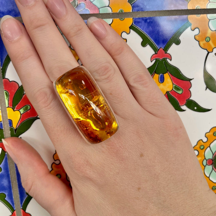 Huge and amazing Baltic Amber ring