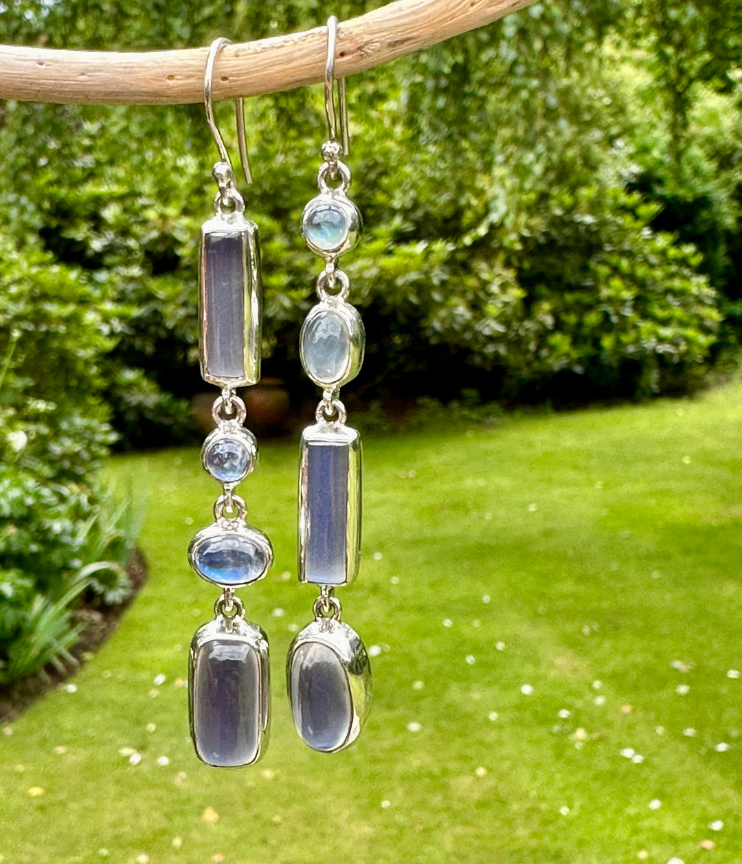 Blue sheen moonstone earrings