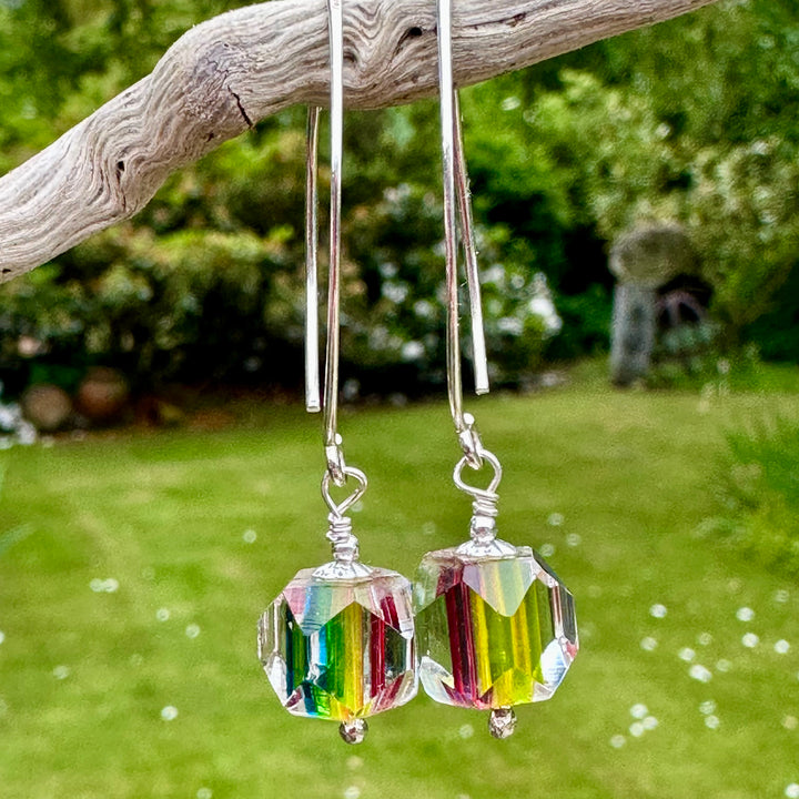 Vintage rainbow glass earrings