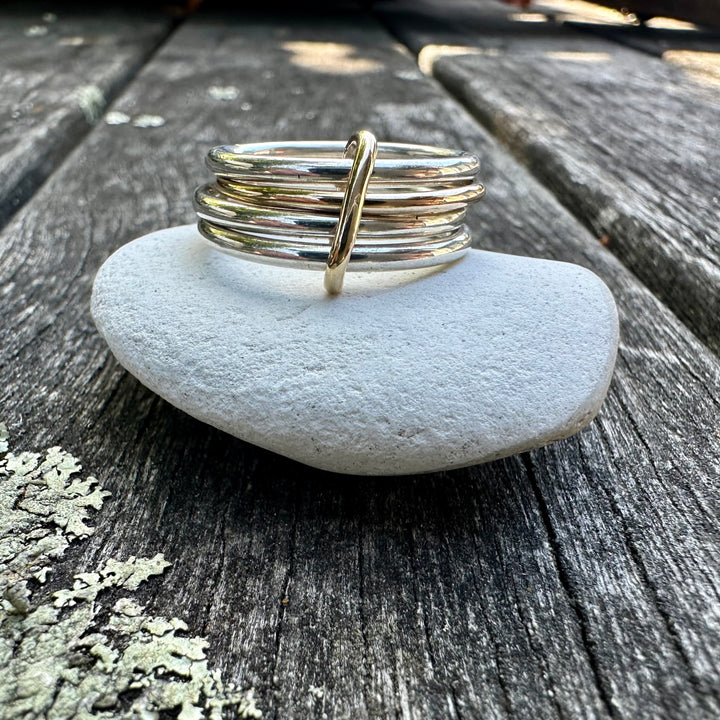 Sterling silver & 9 ct gold unity ring