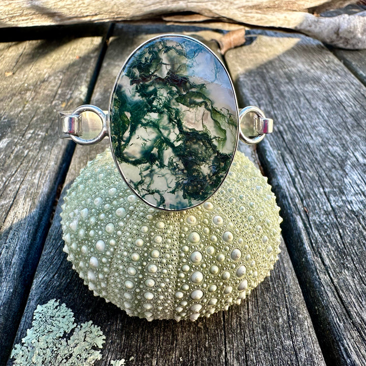 Vintage moss agate bangle