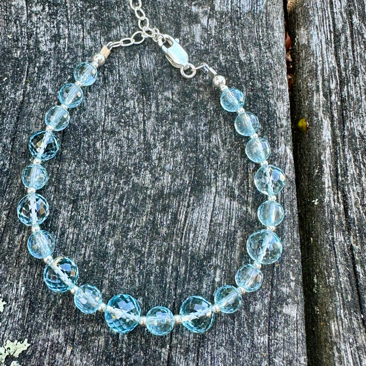 Faceted blue topaz bracelet