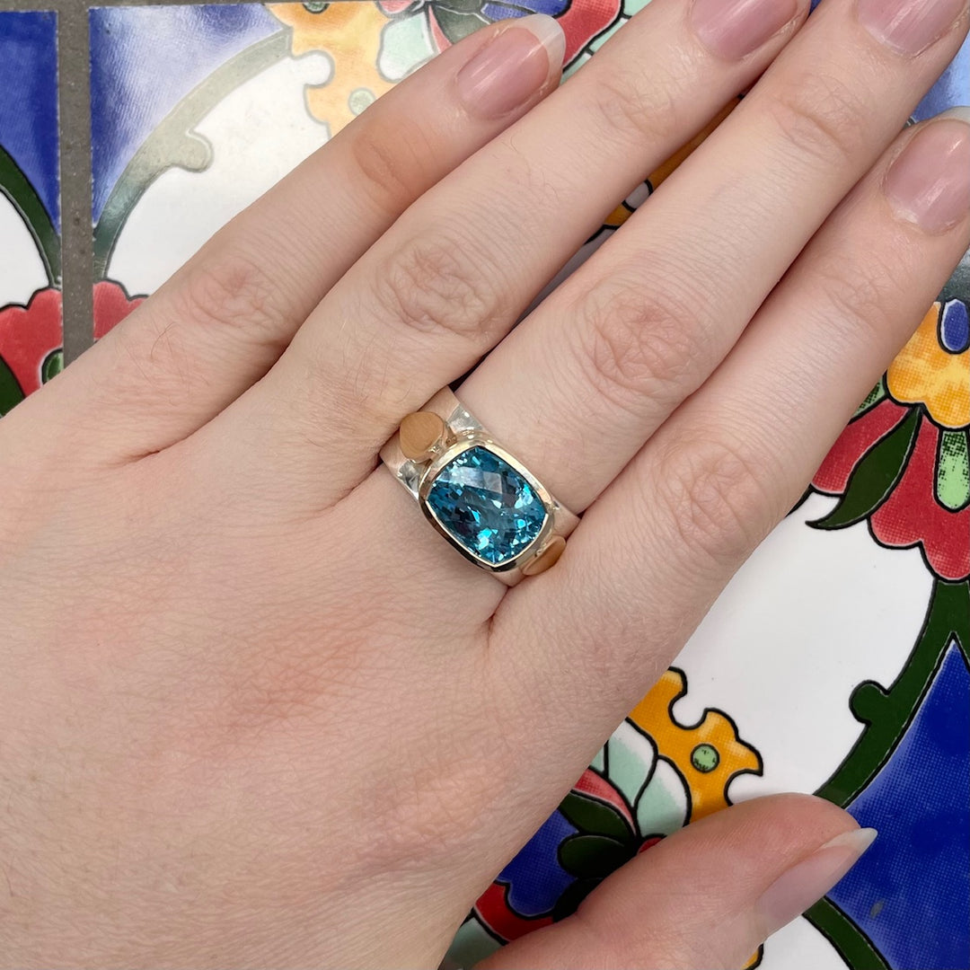 Swiss Blue topaz Amore ring