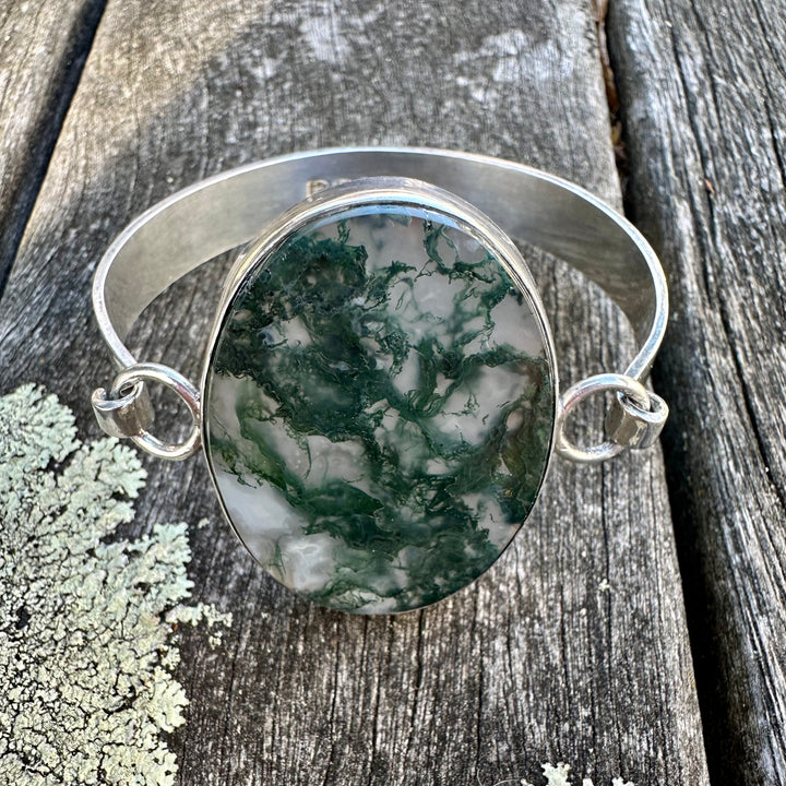 Vintage moss agate bangle