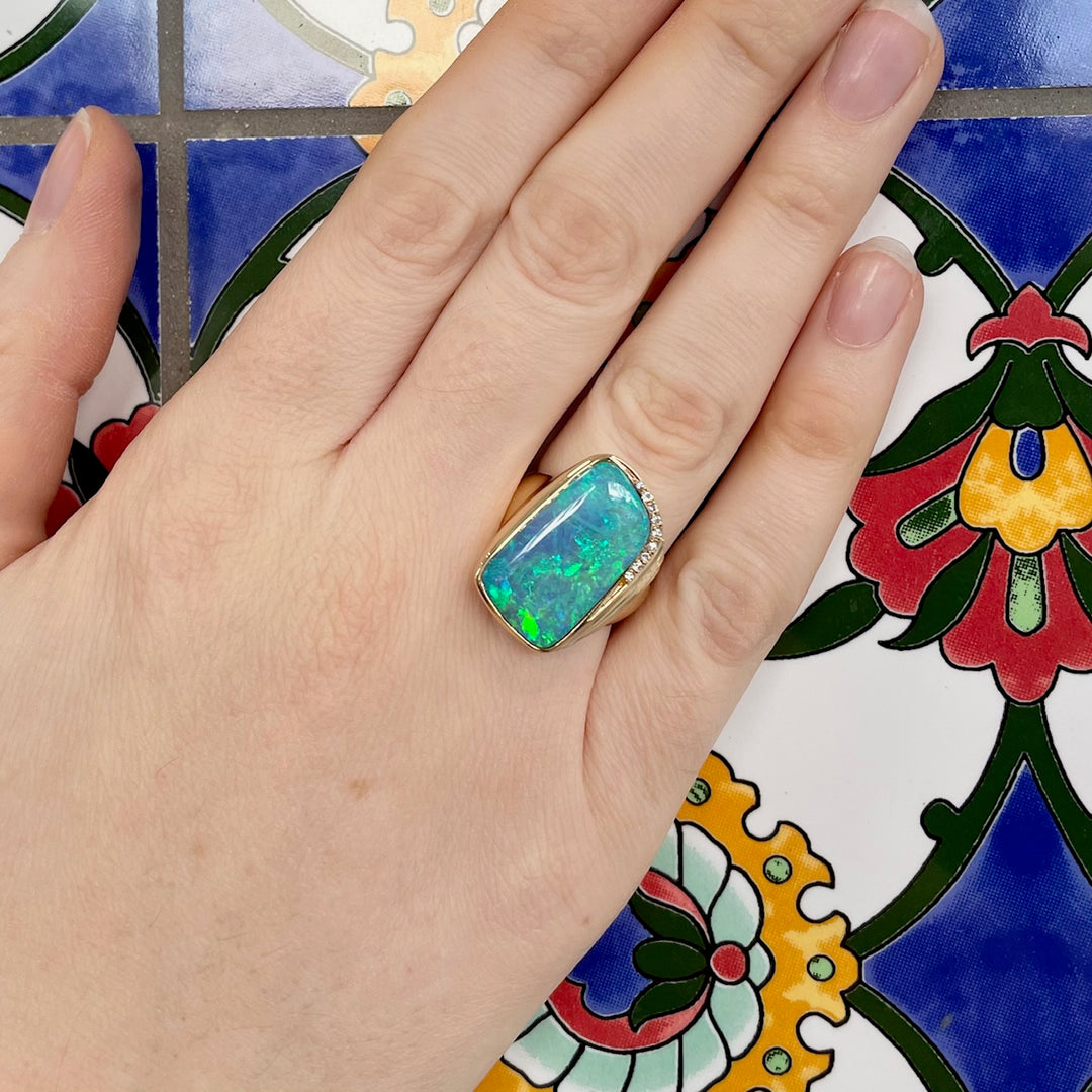 Australian opal doublet ring