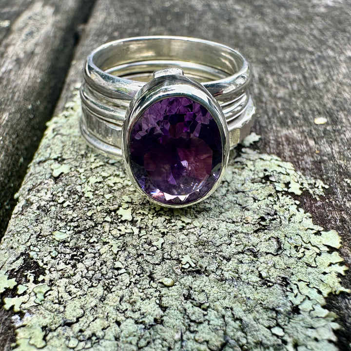 Brazilian amethyst unity ring