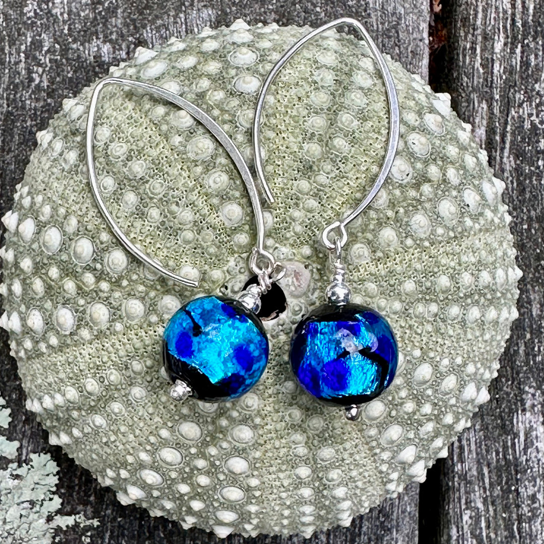 Blue Japanese lampwork earrings