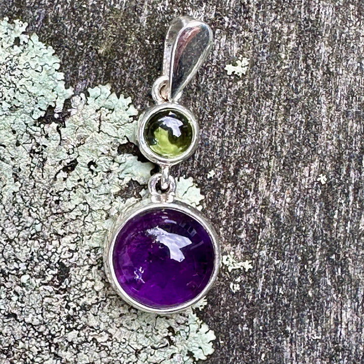 Amethyst and peridot pendant