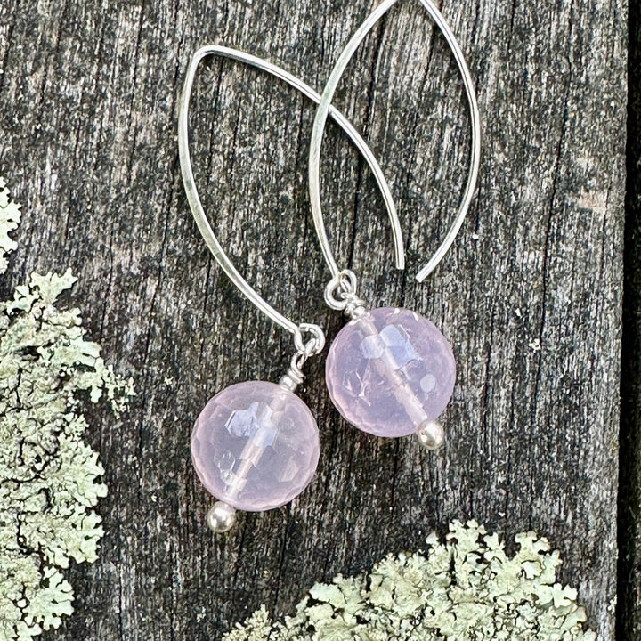 Faceted rose quartz earrings