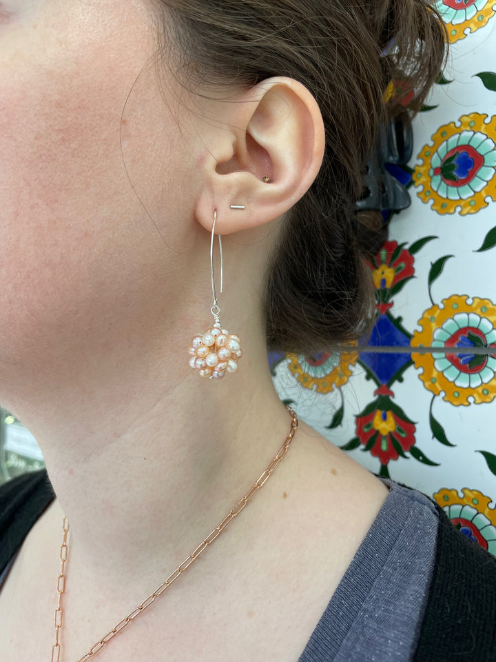 Apricot freshwater pearl earrings