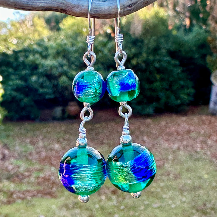 Vintage peacock eye earrings