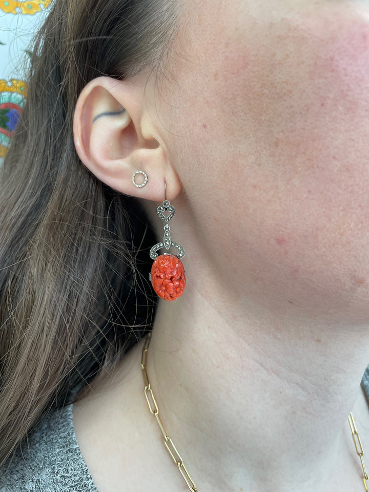 Vintage coral and marcasite earrings
