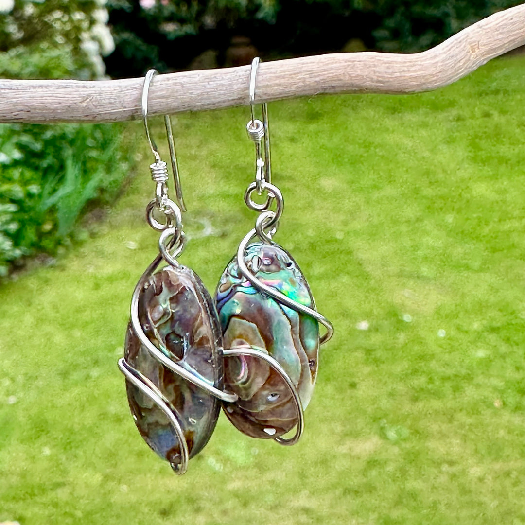 New Zealand paua corner earrings