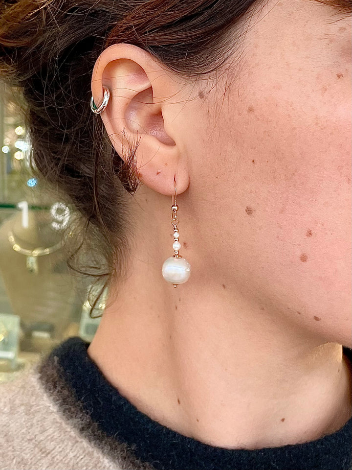 cream freshwater pearl earrings