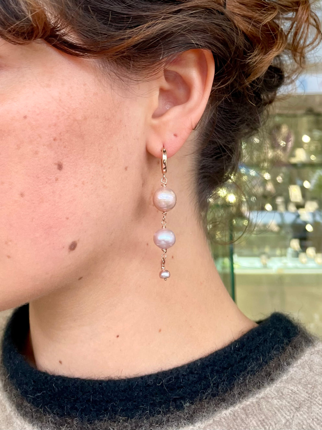 Pink freshwater pearl earrings