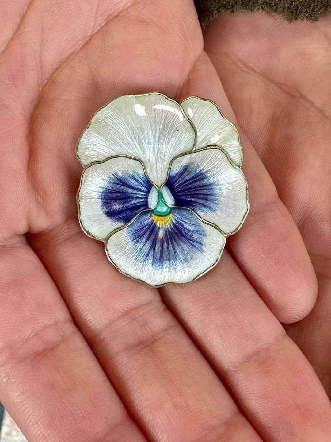 Antique Marius Hammer pansy brooch