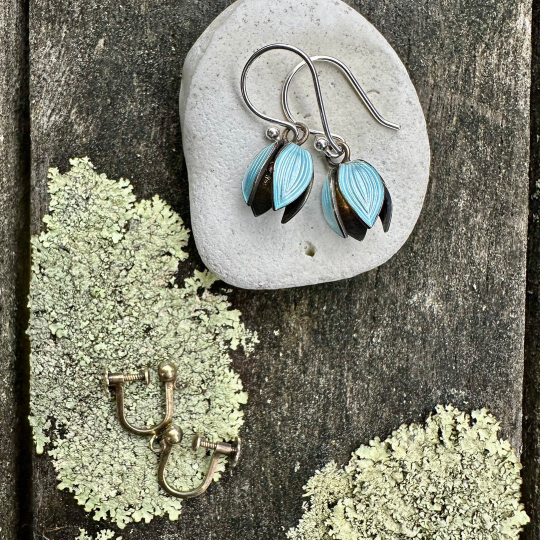 Vintage pale blue Tulip earrings