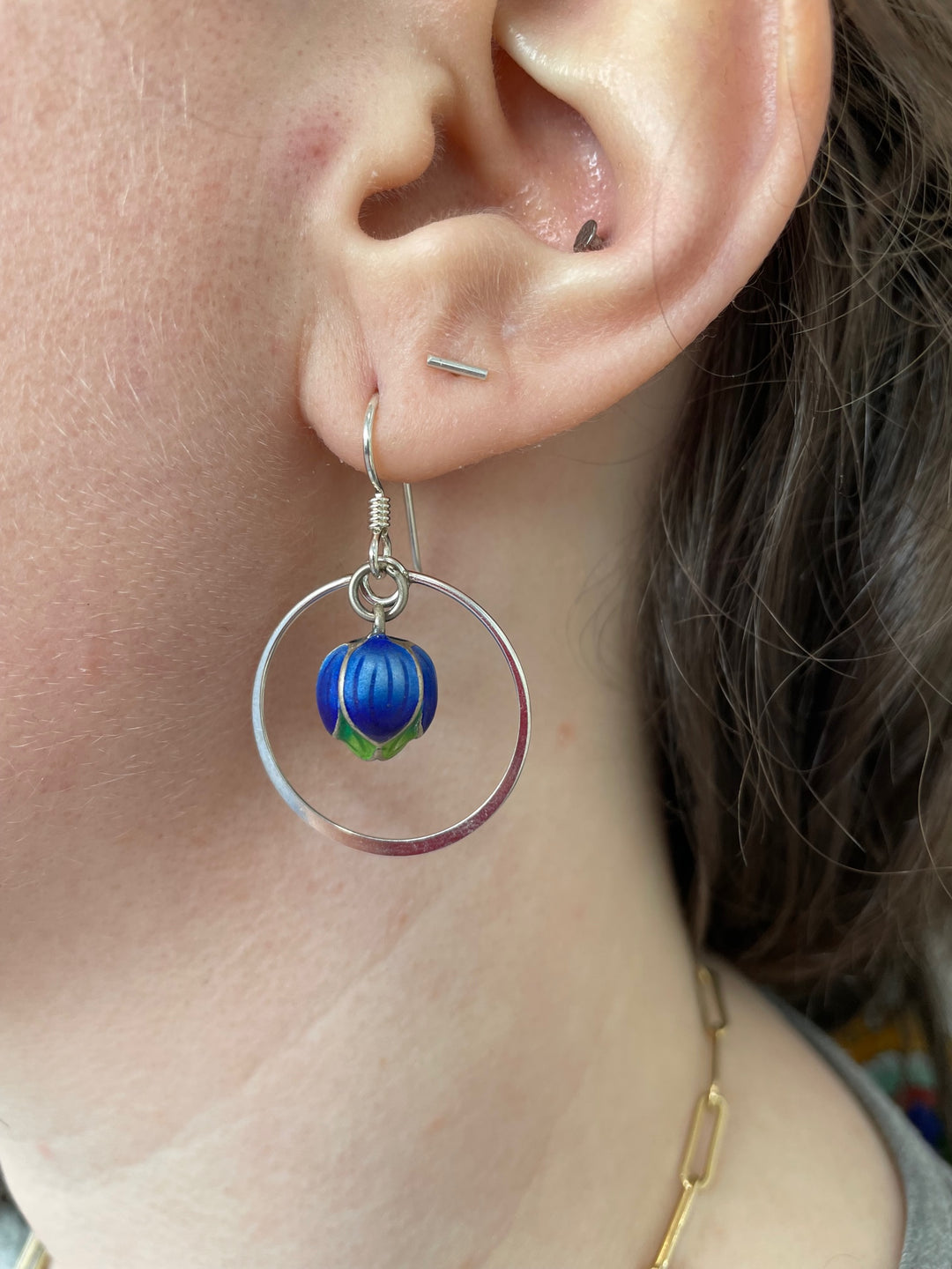 Handmade enamel pod earrings