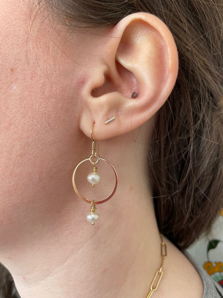 White freshwater pearl earrings