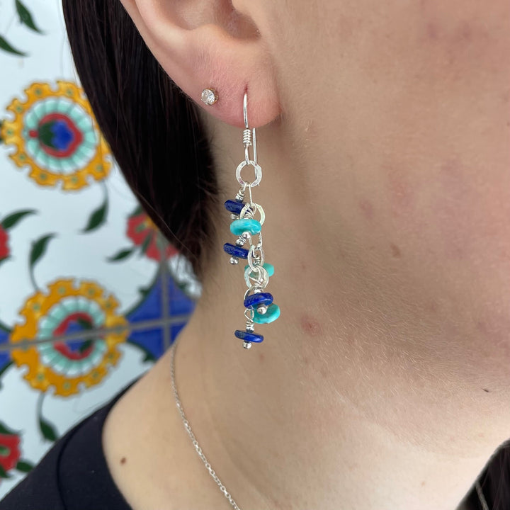 Lapis lazuli and turquoise earrings