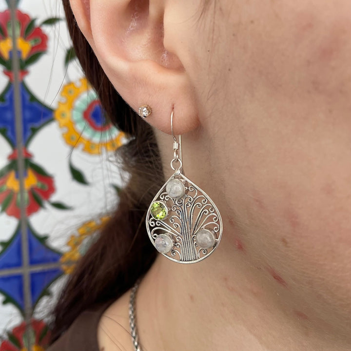 Peridot & moonstone earrings