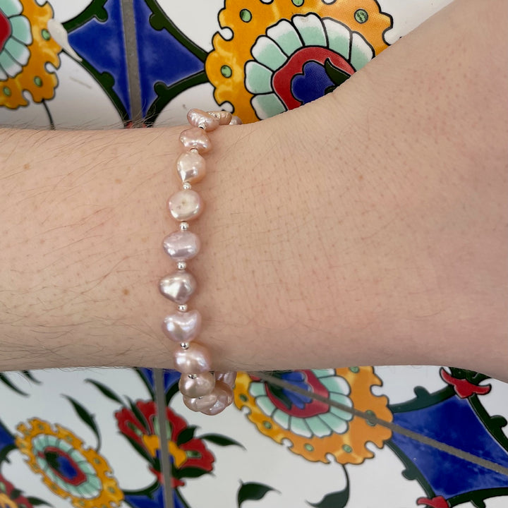 Pale pink freshwater pearl bracelet