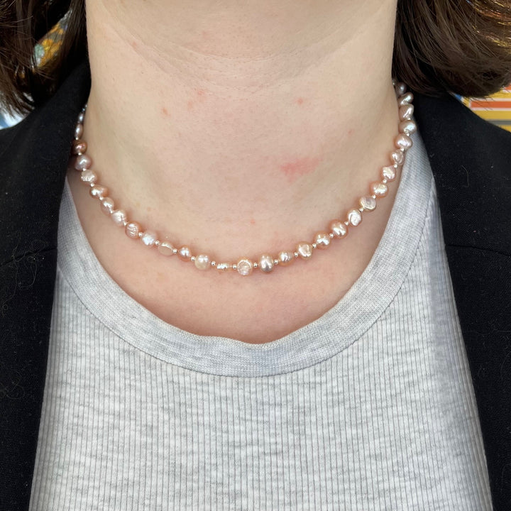 Pink freshwater pearl necklace