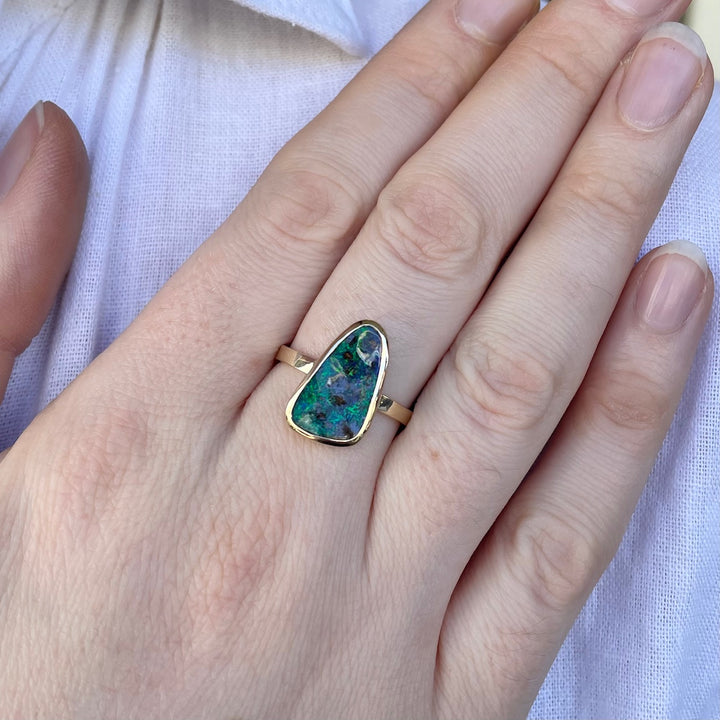 2.36ct Australian boulder opal ring