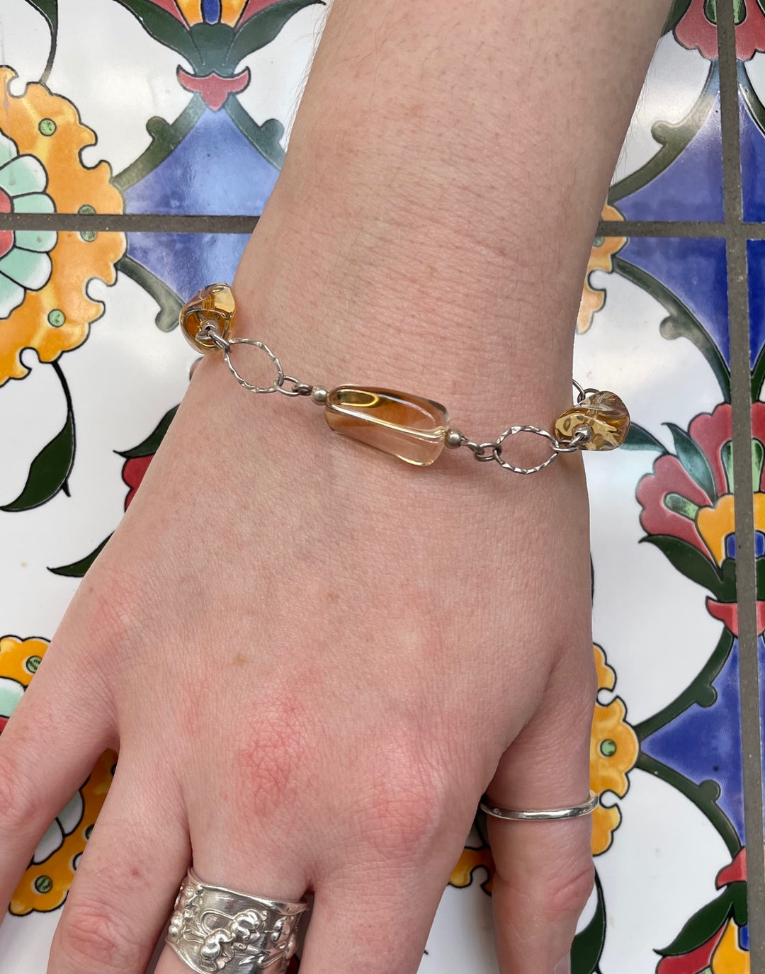 Citrine and sterling silver bracelet