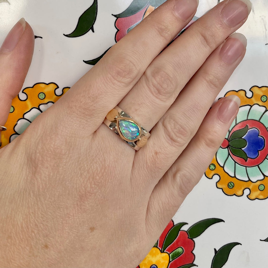 Australian crystal opal Amore ring