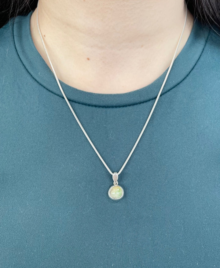 8mm Marsden Flower greenstone and sterling silver pendant