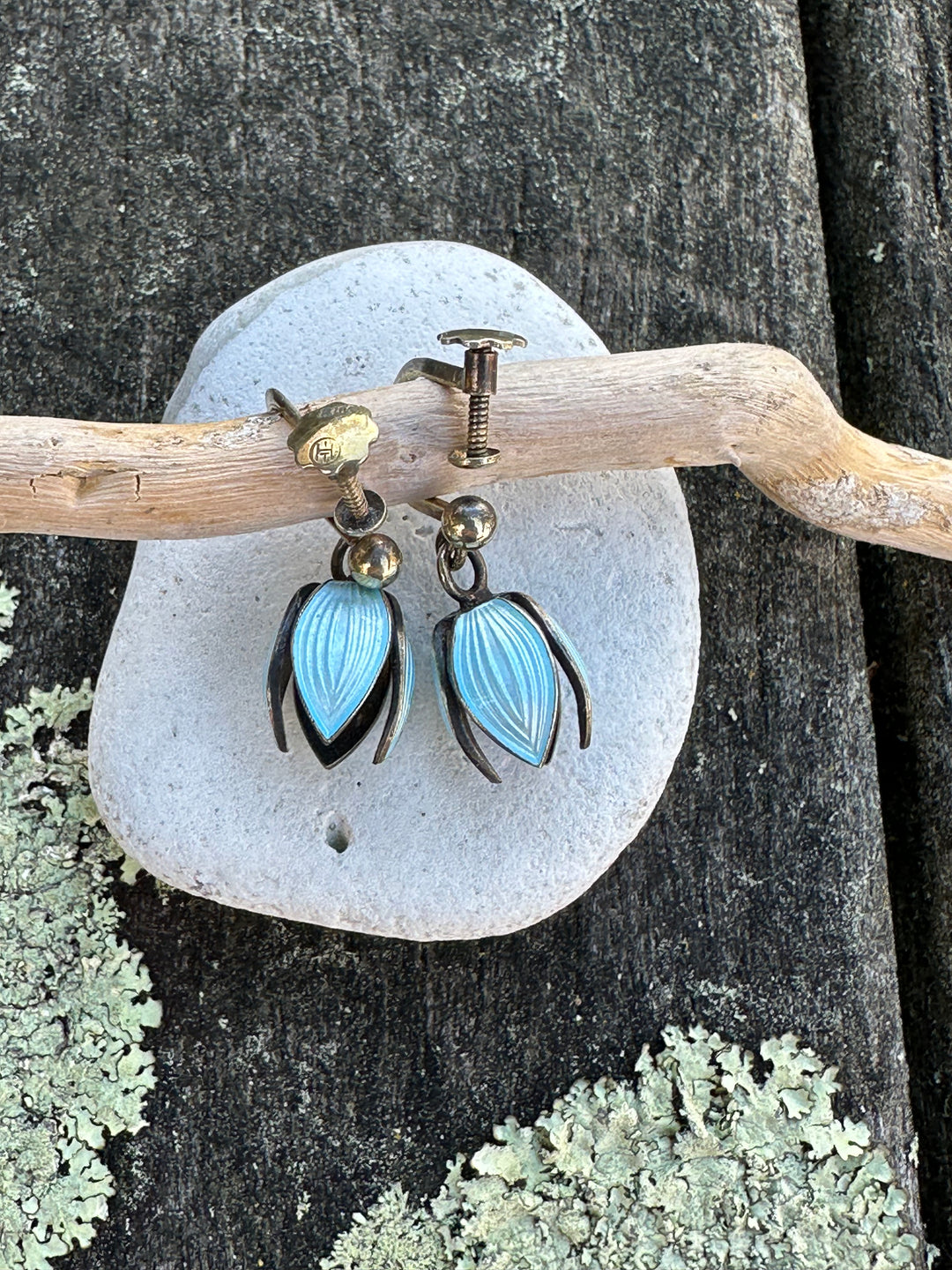 Vintage pale blue Tulip earrings