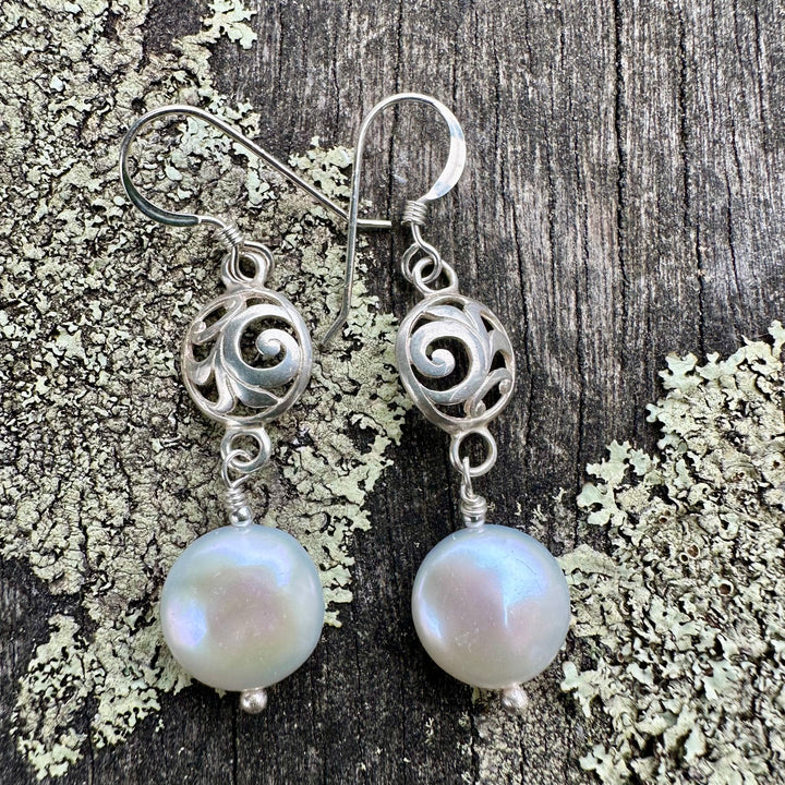 White freshwater pearl earrings