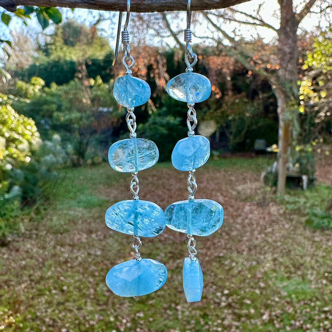 Aquamarine 4 tier earrings
