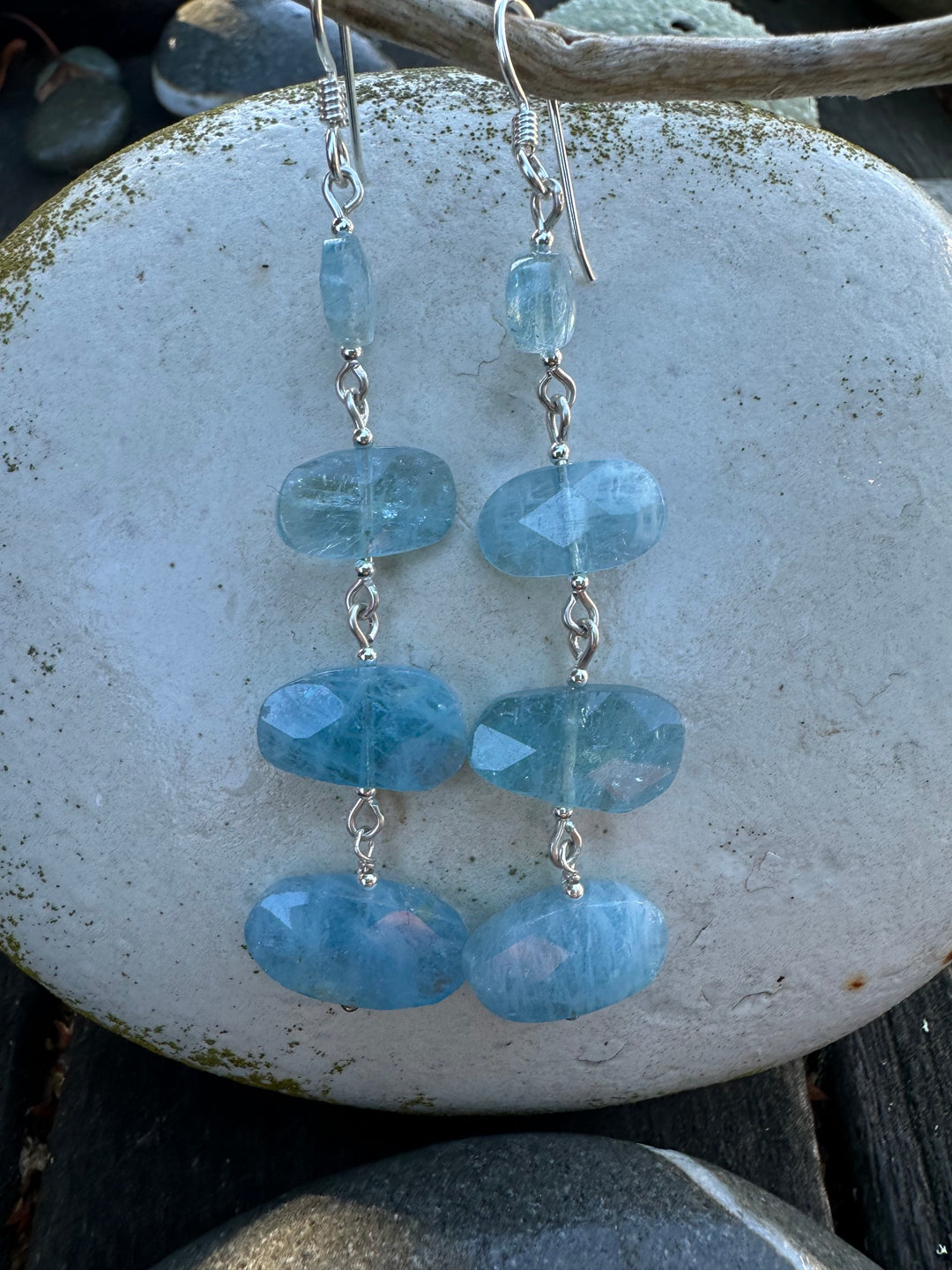 Aquamarine 4 tier earrings
