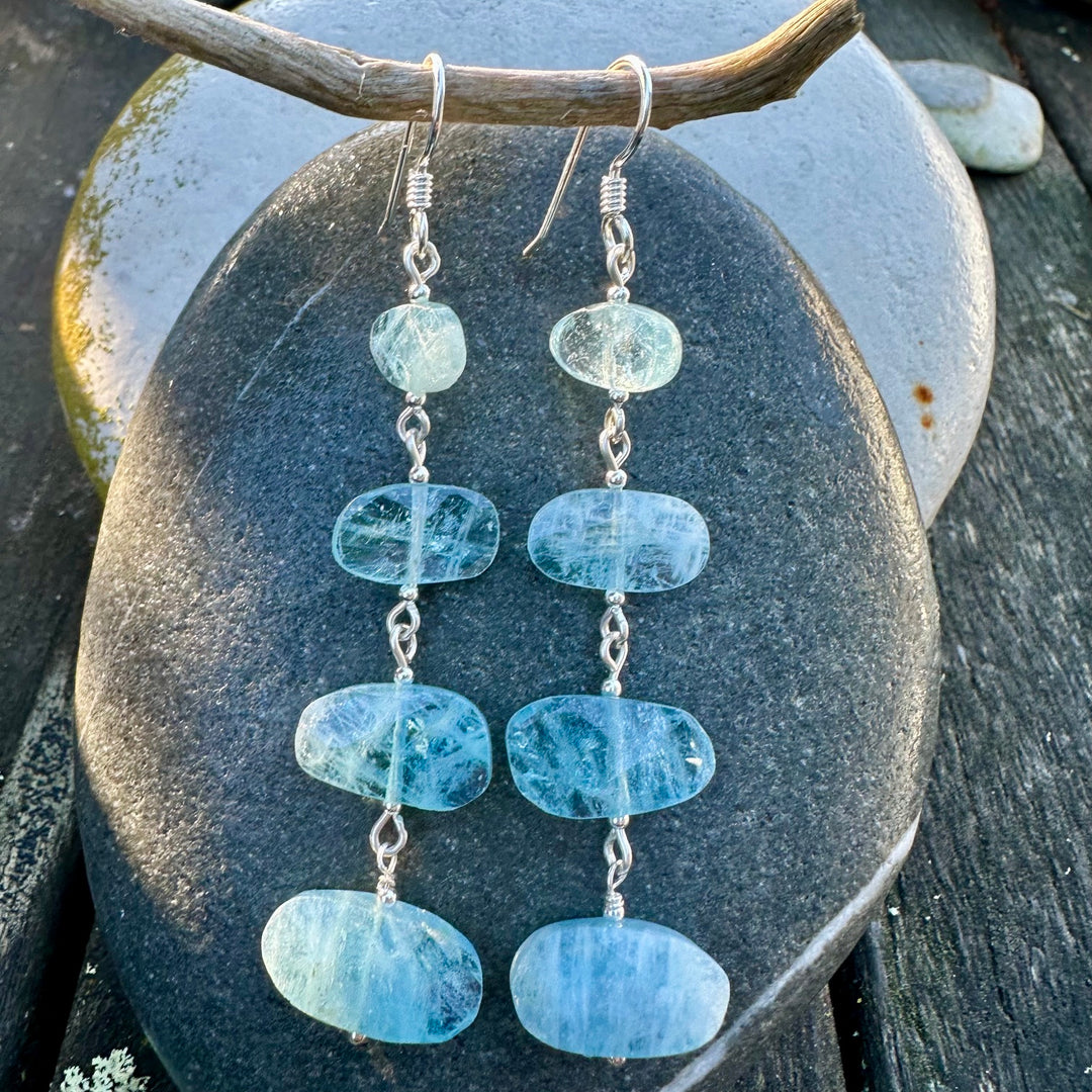 Aquamarine 4 tier earrings