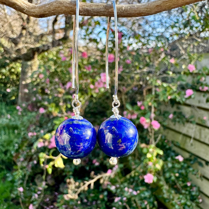 14mm lapis lazuli earrings