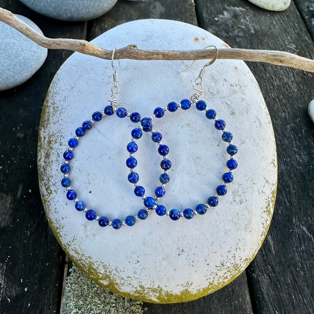 Lapis lazuli hoop earrings