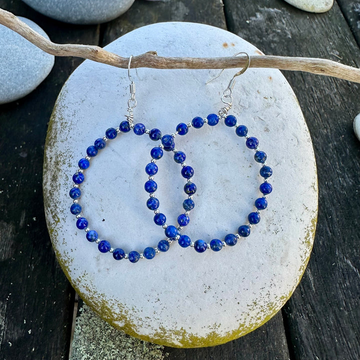 Lapis lazuli hoop earrings