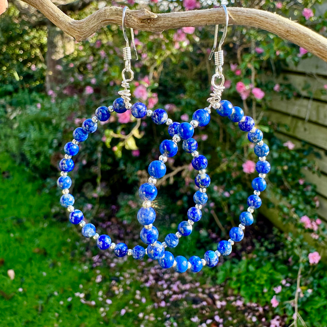 Lapis lazuli hoop earrings