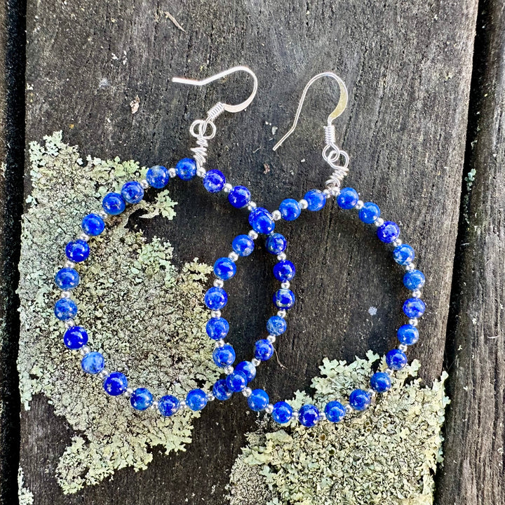 Lapis lazuli hoop earrings