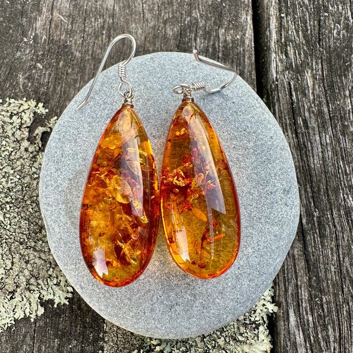Large Baltic amber drop earrings