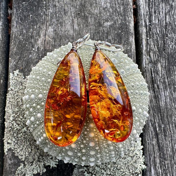 Large Baltic amber drop earrings