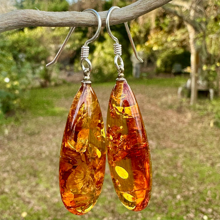 Large Baltic amber drop earrings