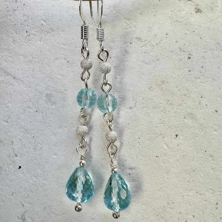 4 tier blue topaz & sterling silver earrings